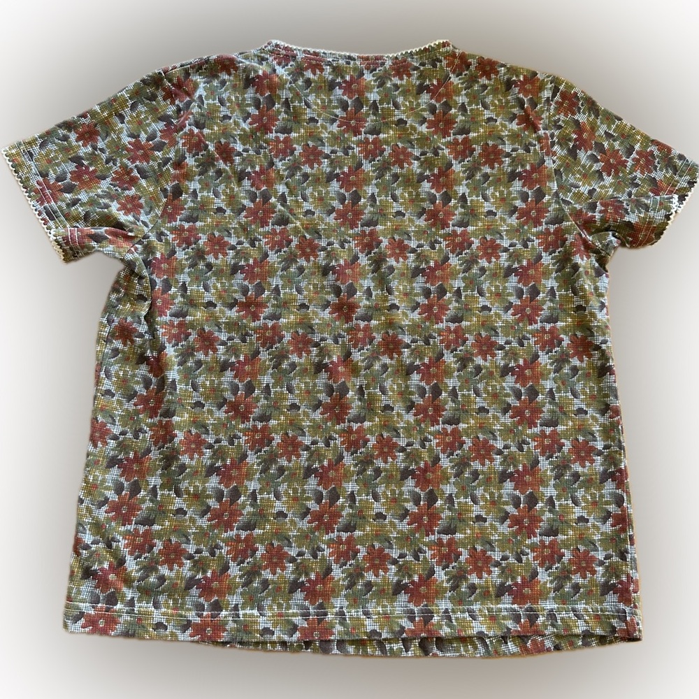 Vintage Basic Editions Brown Orange Fall Floral T… - image 2